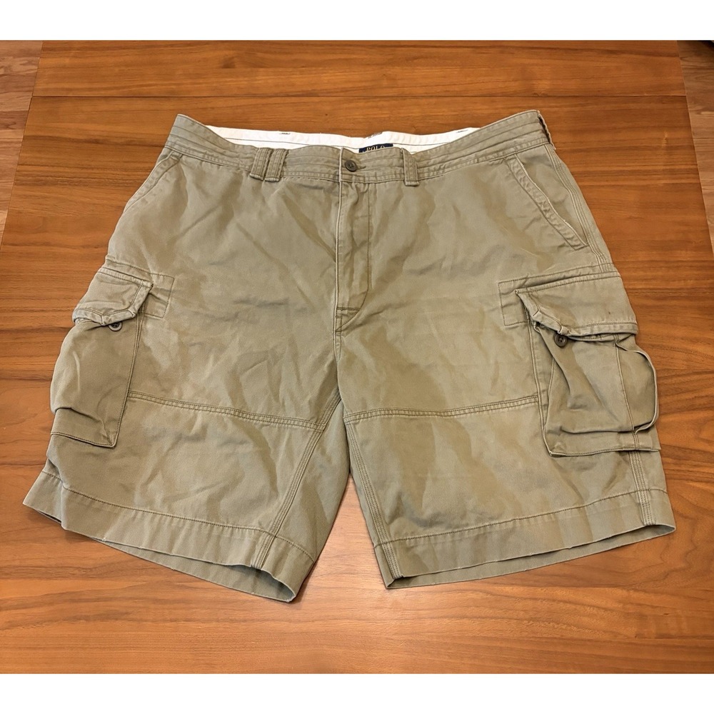 Polo Ralph Lauren Heavyweight Cargo Shorts Mens 44 Big (Fits 43) Green Khaki 10"